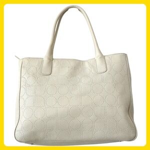Kate Spade New York Ivory Perforated Pebbled Leather Large Kelly Shoulder Bag